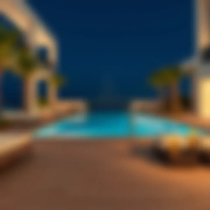 Elegant outdoor pool area at Warsan Star Residence